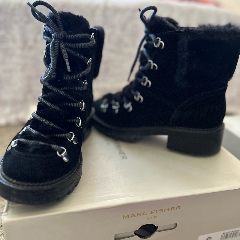 Black suede boots